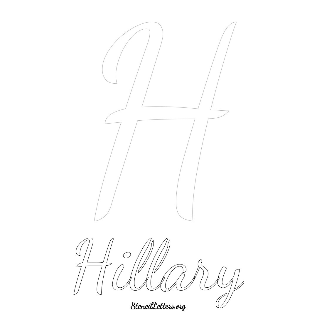 Hillary printable name initial stencil in Cursive Script Lettering