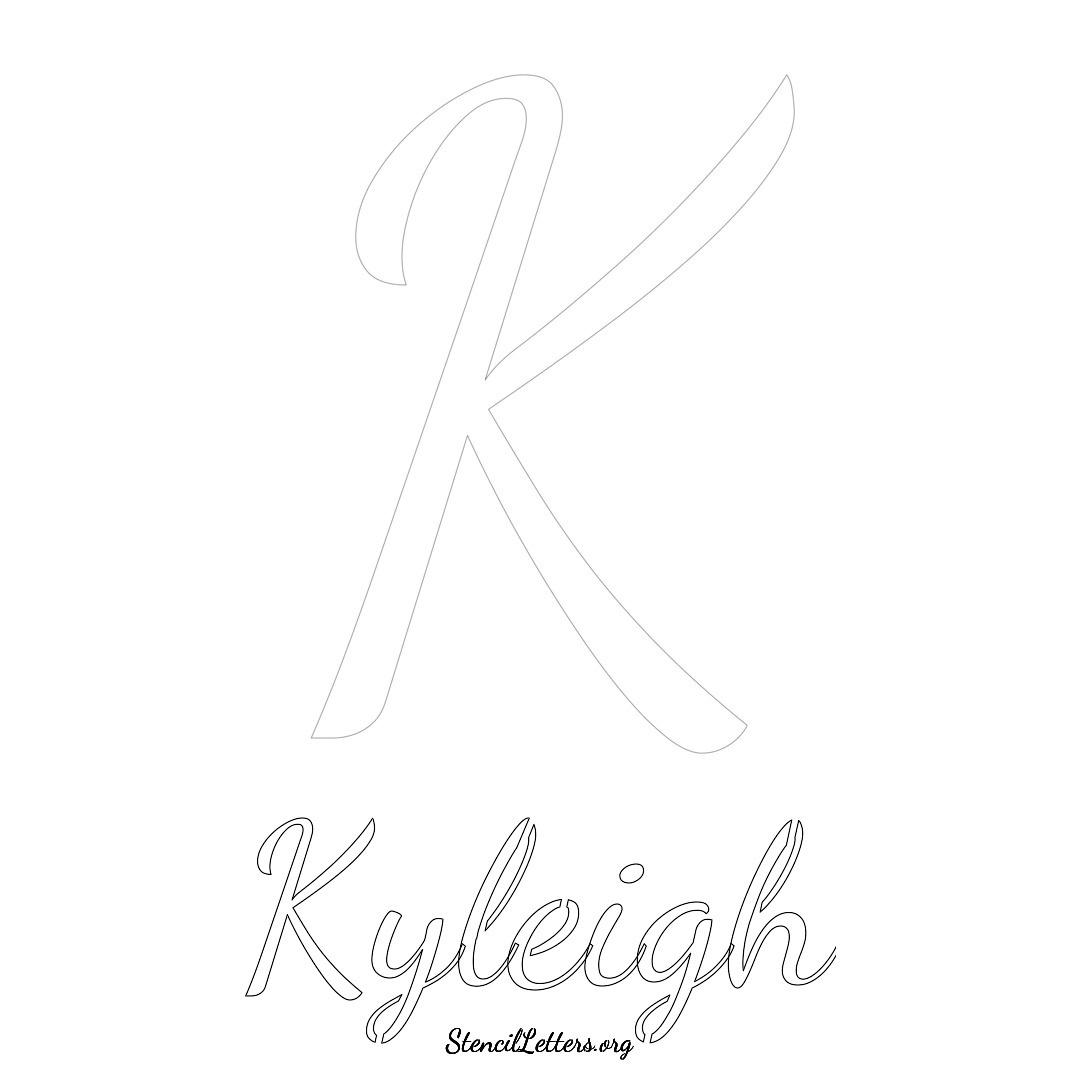 Kyleigh printable name initial stencil in Cursive Script Lettering