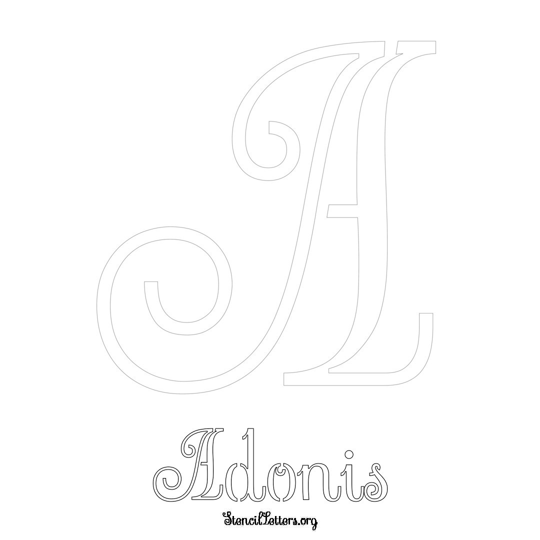 Adonis printable name initial stencil in Ornamental Cursive Lettering