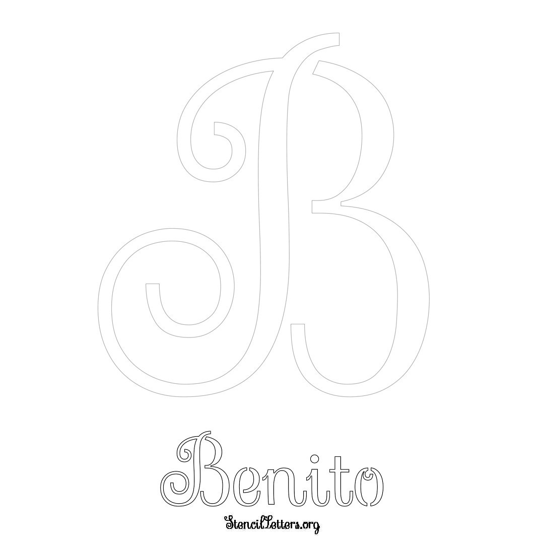 Benito printable name initial stencil in Ornamental Cursive Lettering