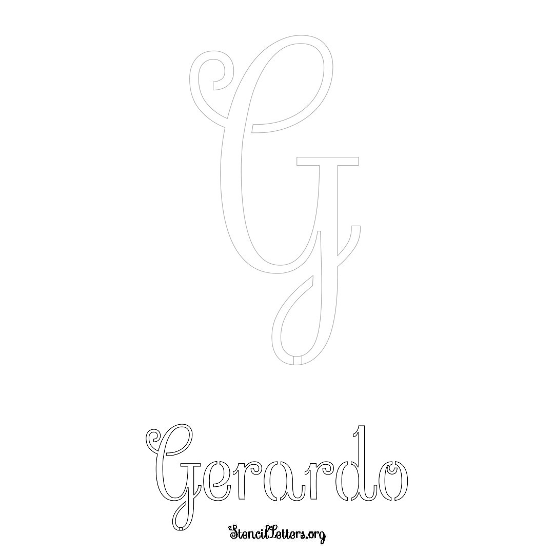 Gerardo printable name initial stencil in Ornamental Cursive Lettering