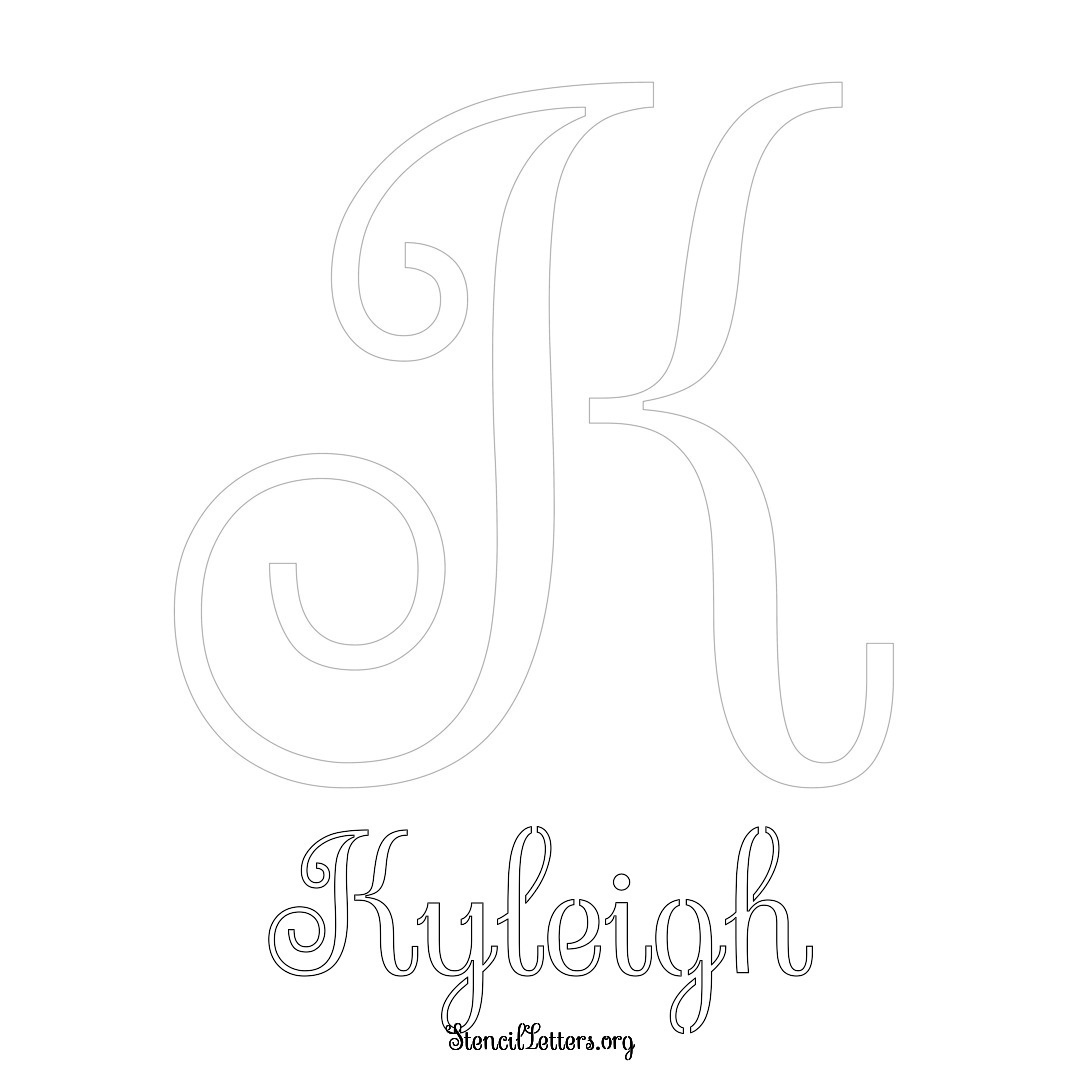 Kyleigh printable name initial stencil in Ornamental Cursive Lettering