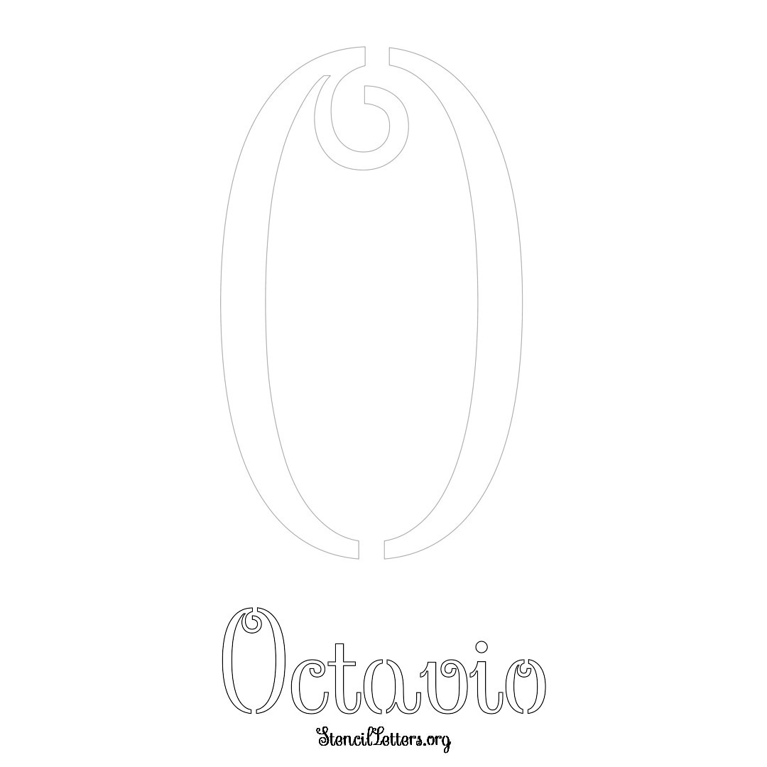Octavio printable name initial stencil in Ornamental Cursive Lettering