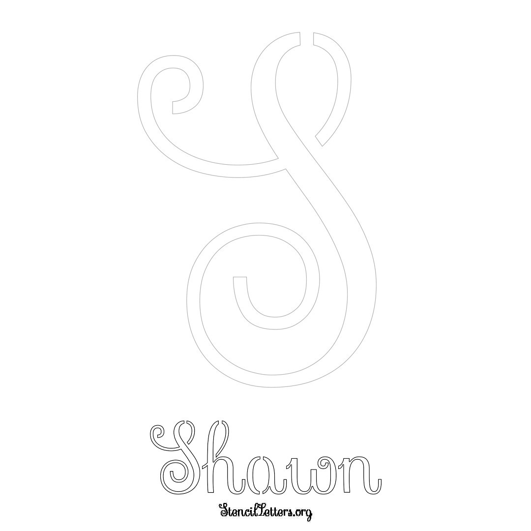 Shawn printable name initial stencil in Ornamental Cursive Lettering