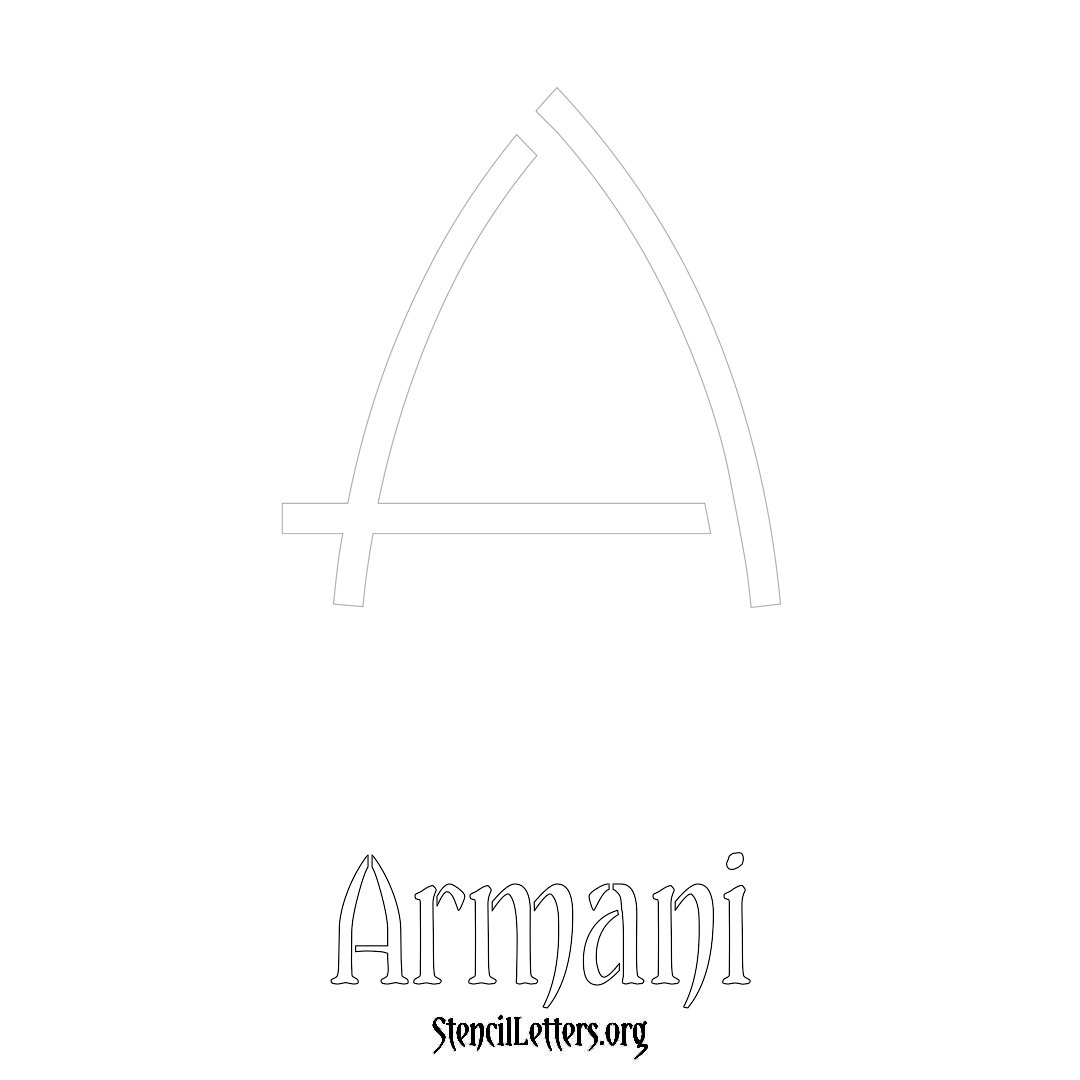 Armani printable name initial stencil in Simple Elegant Lettering