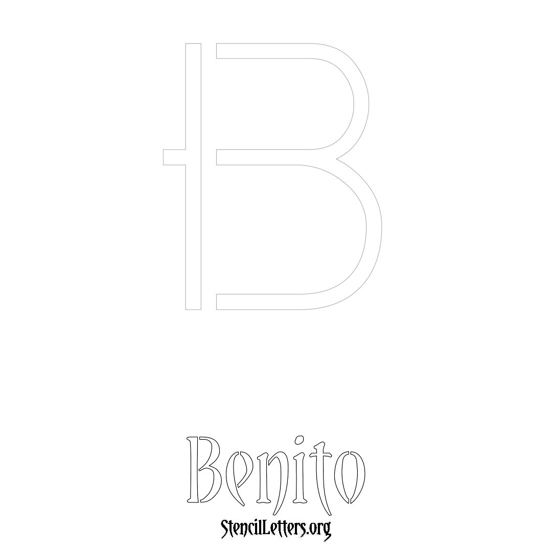 Benito printable name initial stencil in Simple Elegant Lettering