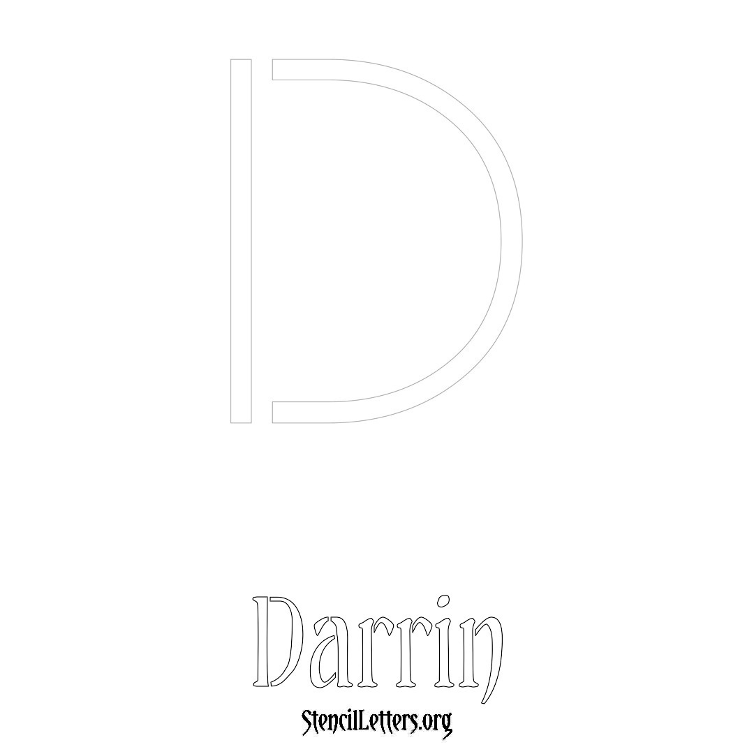 Darrin printable name initial stencil in Simple Elegant Lettering