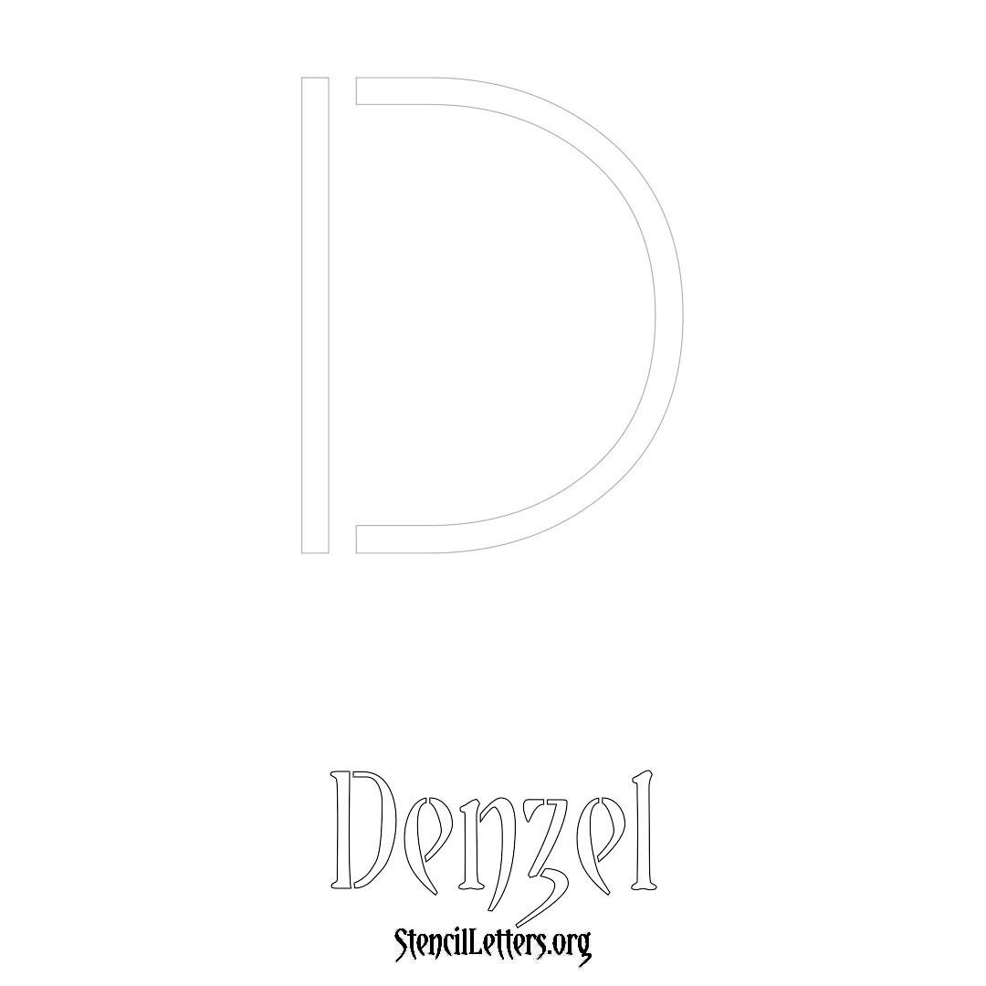 Denzel printable name initial stencil in Simple Elegant Lettering