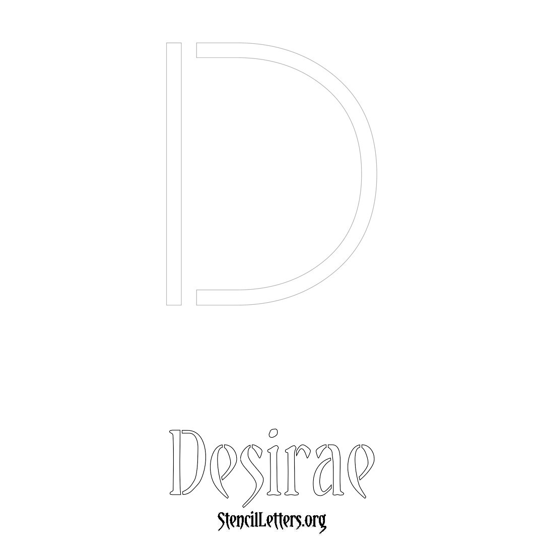 Desirae printable name initial stencil in Simple Elegant Lettering