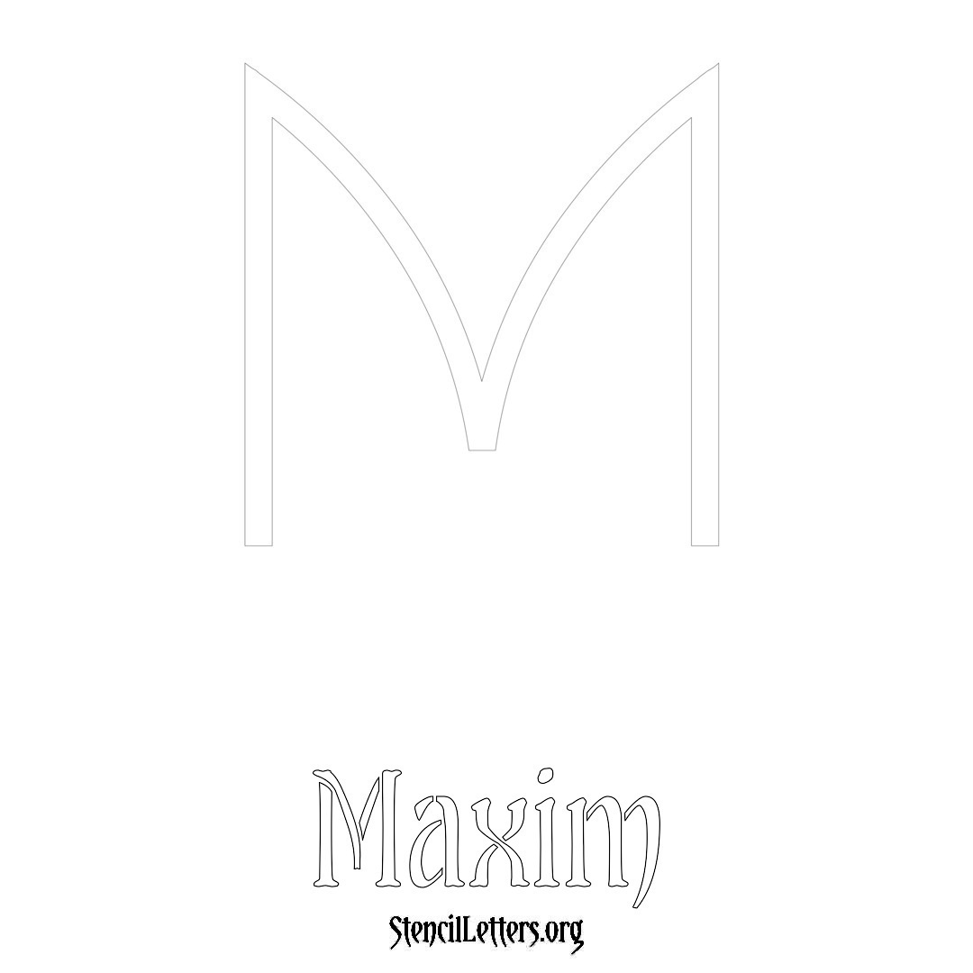 Maxim printable name initial stencil in Simple Elegant Lettering