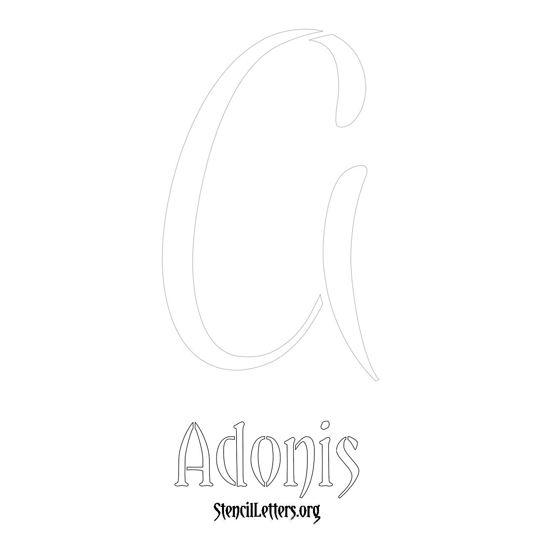 Adonis printable name initial stencil in Vintage Brush Lettering