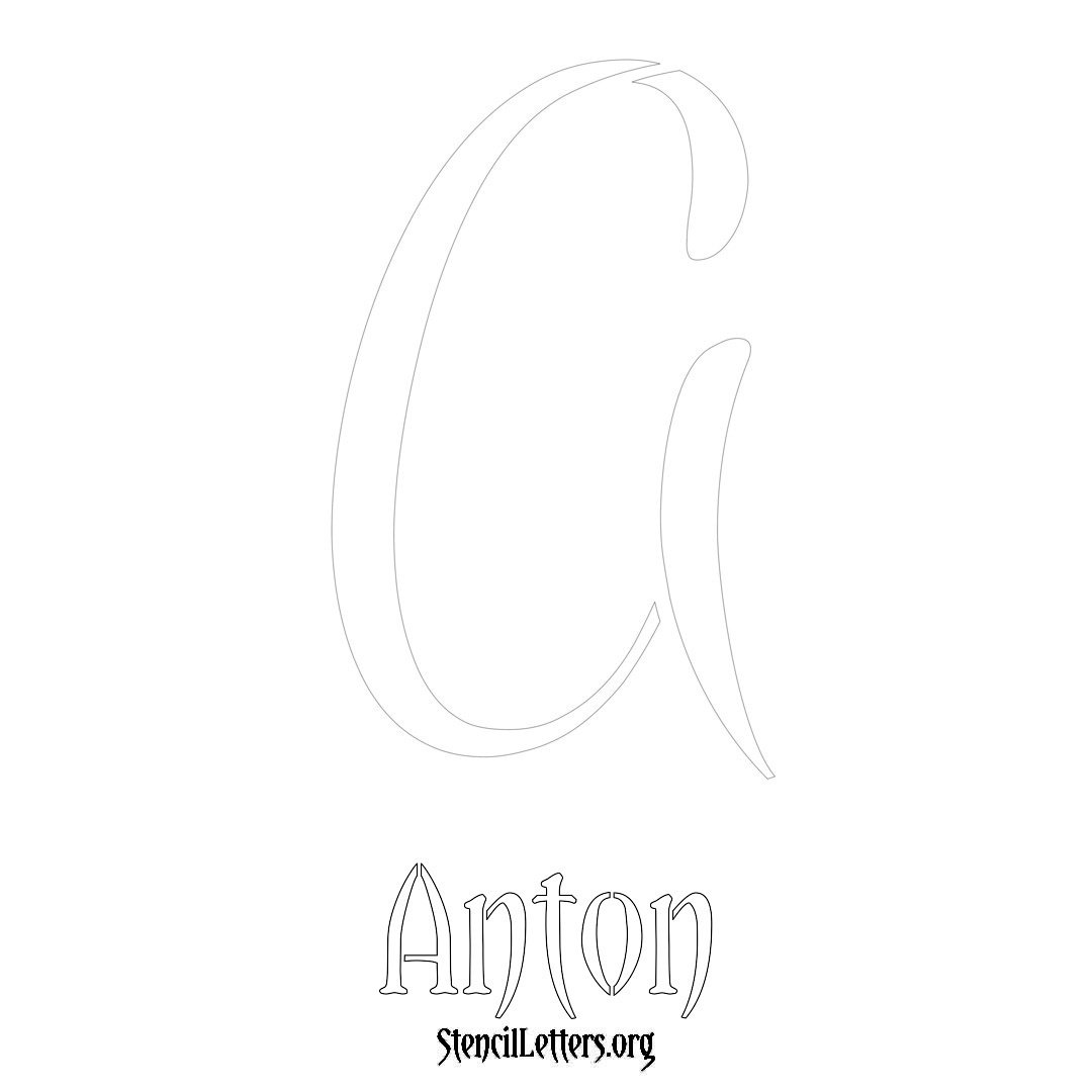 Anton printable name initial stencil in Vintage Brush Lettering