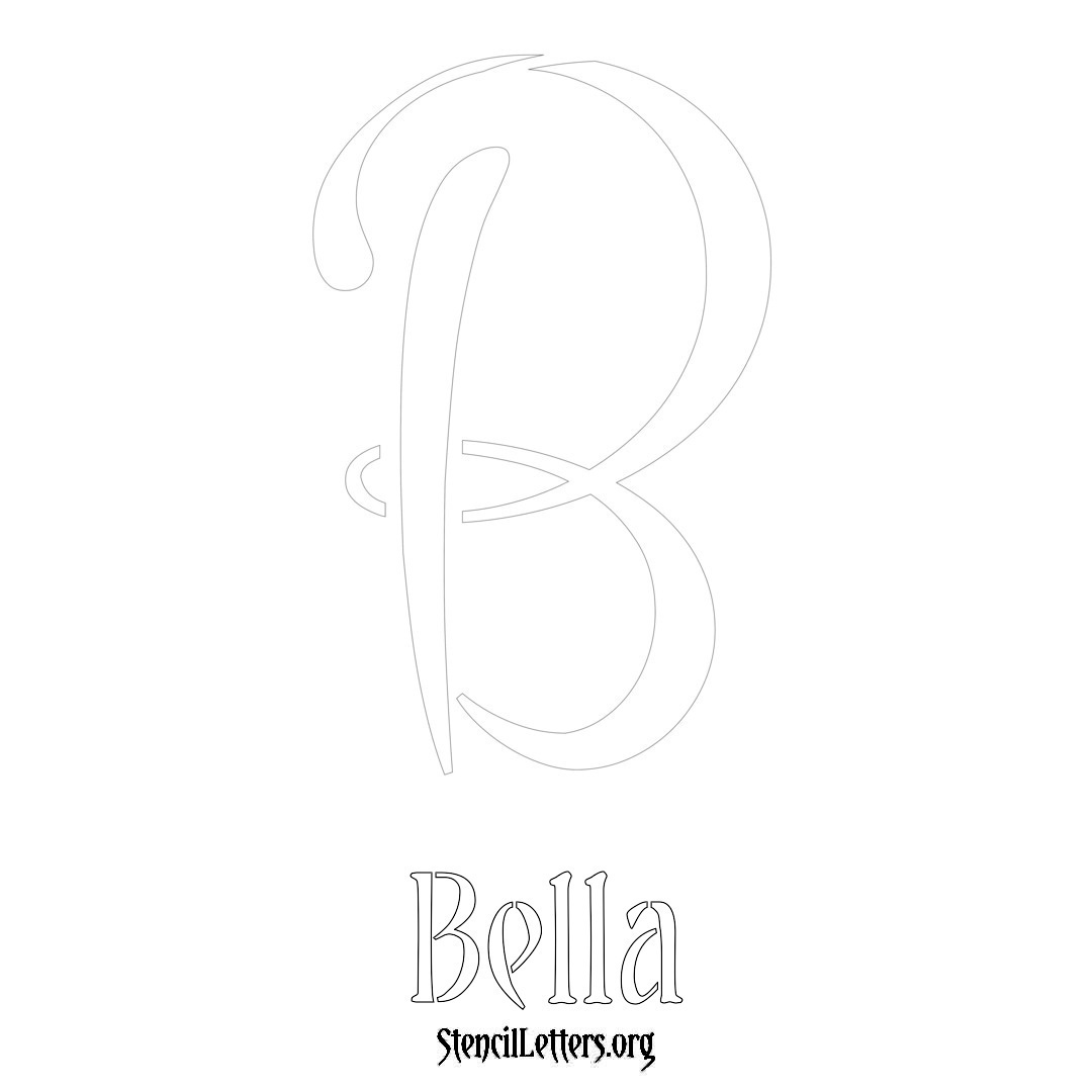 Bella printable name initial stencil in Vintage Brush Lettering