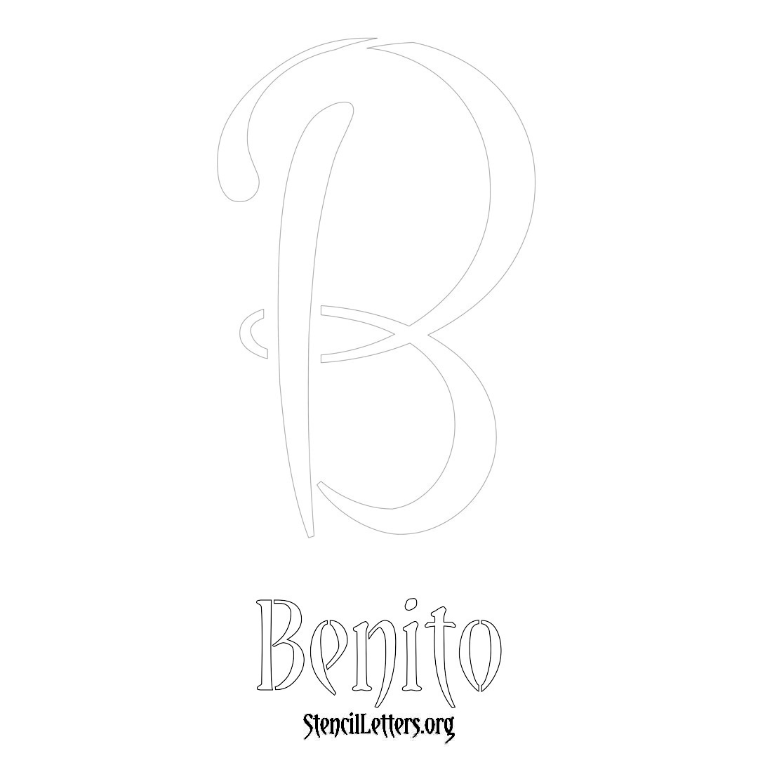 Benito printable name initial stencil in Vintage Brush Lettering
