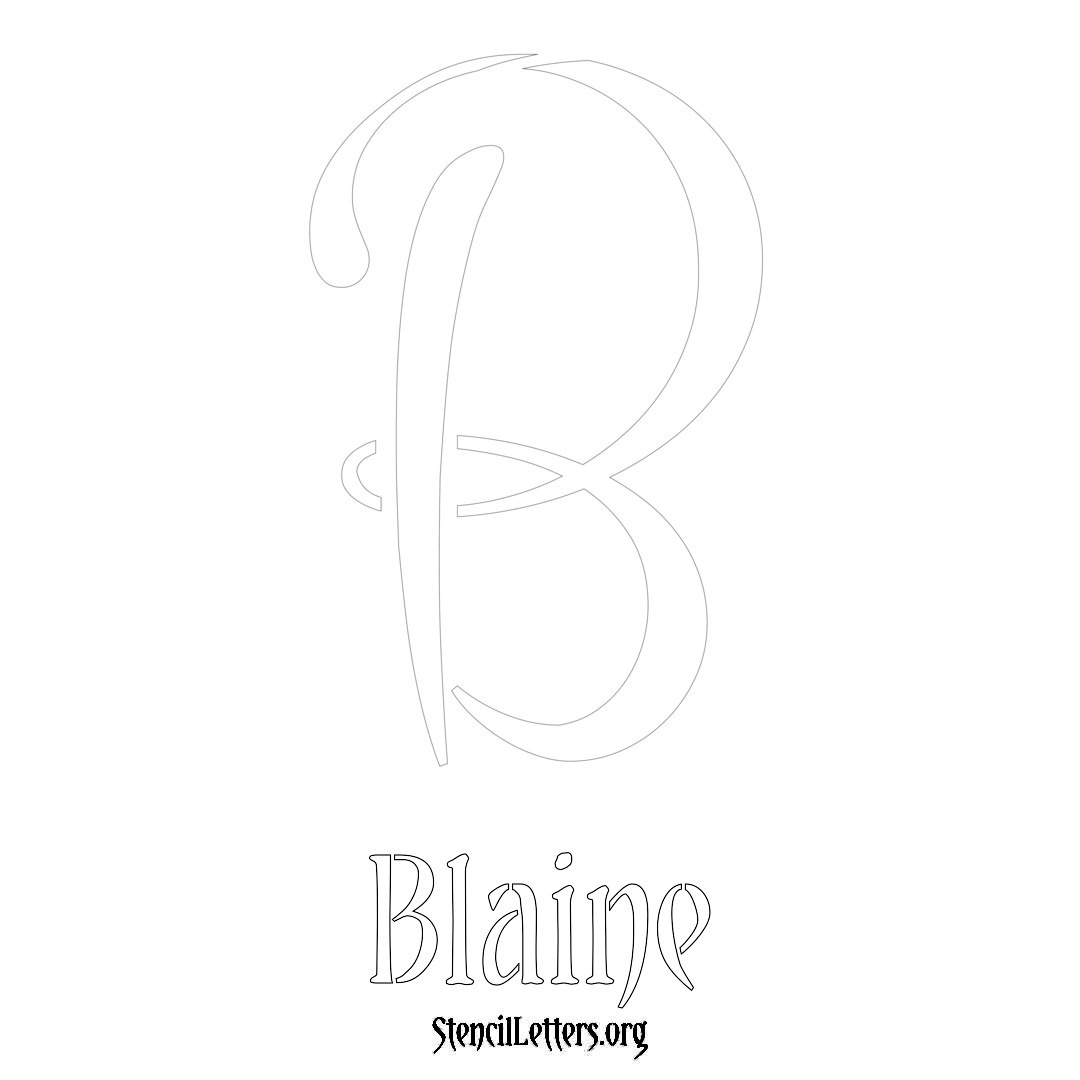 Blaine printable name initial stencil in Vintage Brush Lettering