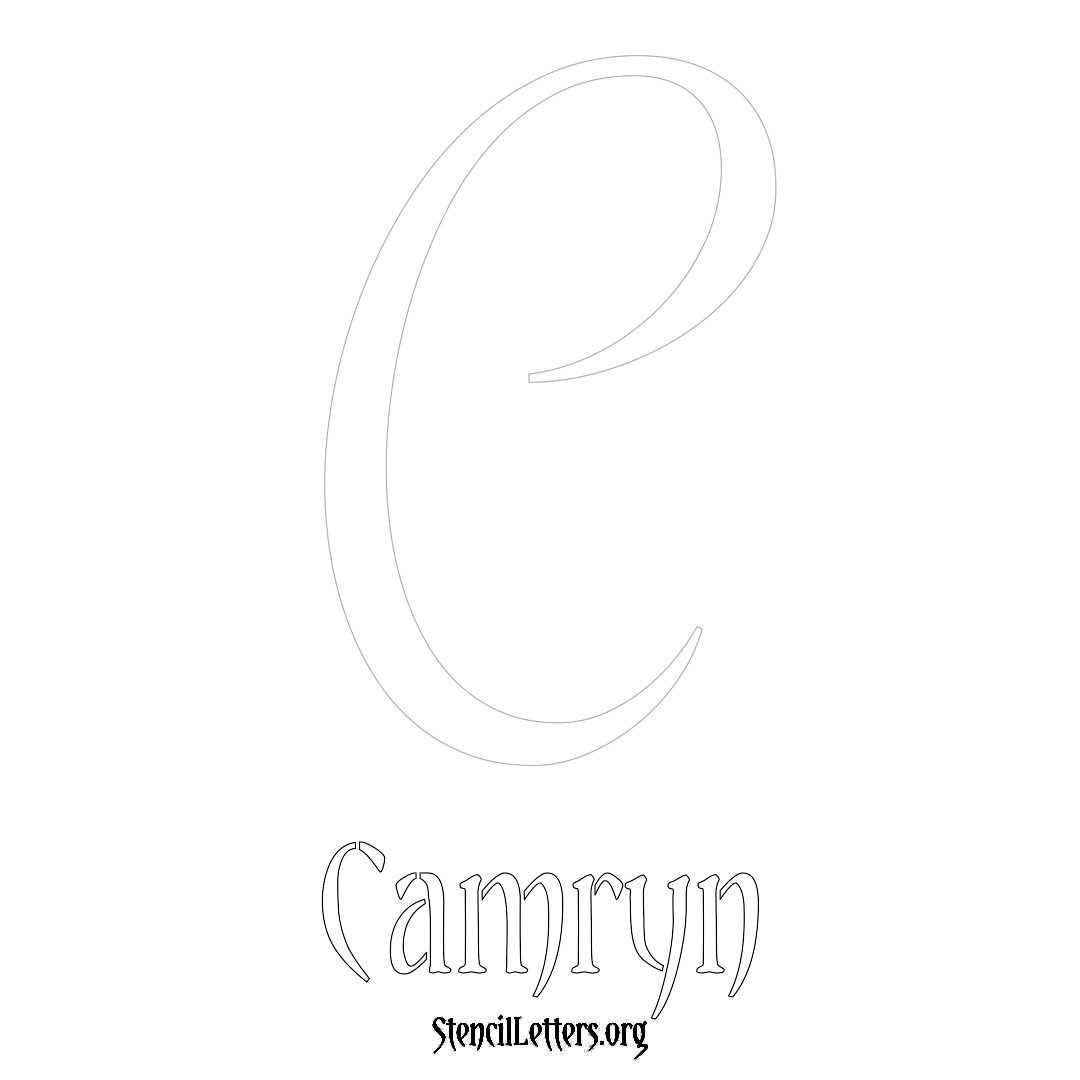 Camryn printable name initial stencil in Vintage Brush Lettering