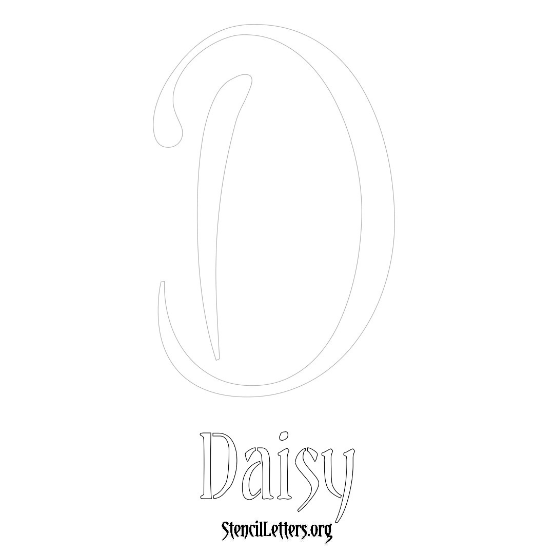 Daisy printable name initial stencil in Vintage Brush Lettering