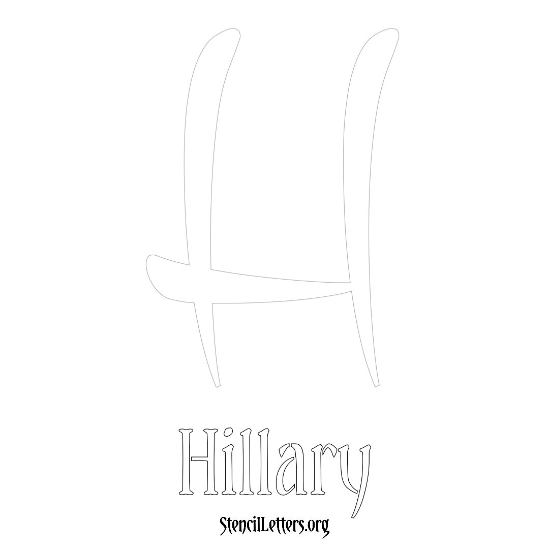 Hillary printable name initial stencil in Vintage Brush Lettering