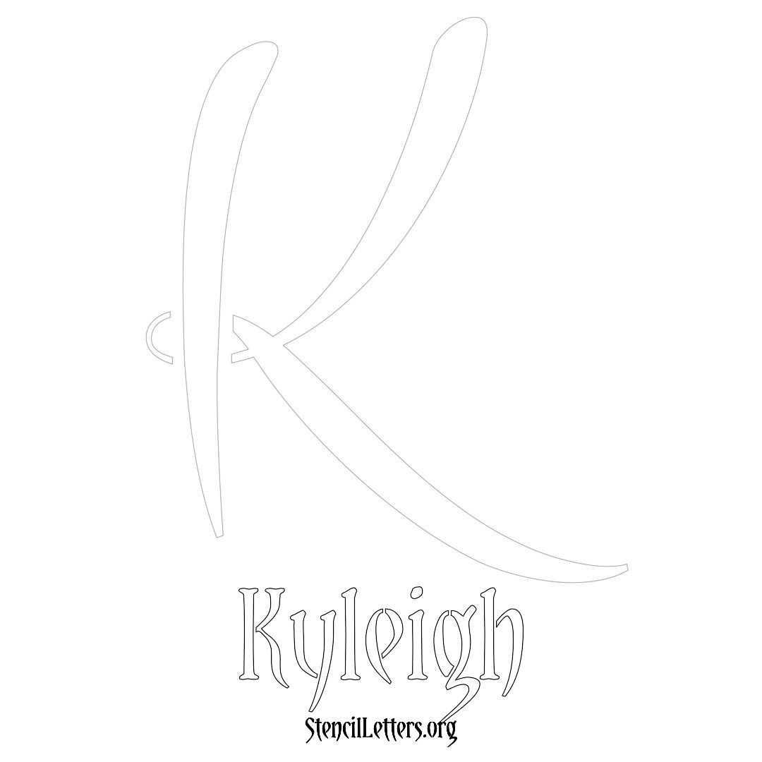 Kyleigh printable name initial stencil in Vintage Brush Lettering
