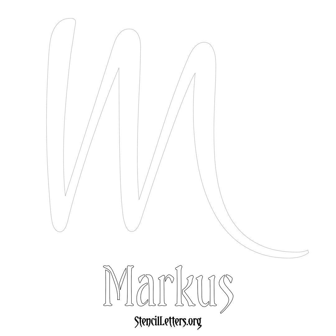 Markus printable name initial stencil in Vintage Brush Lettering