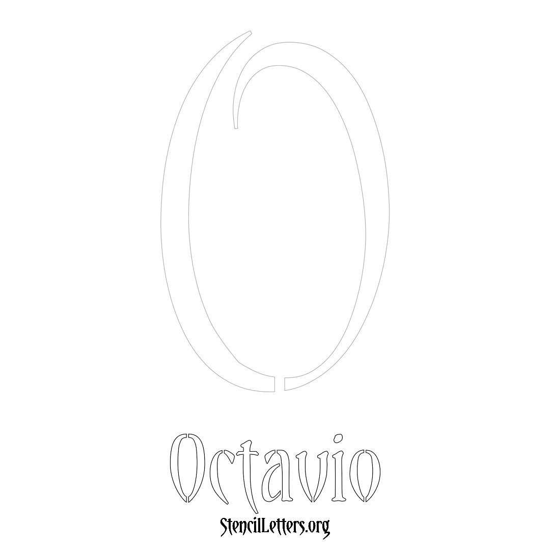 Octavio printable name initial stencil in Vintage Brush Lettering