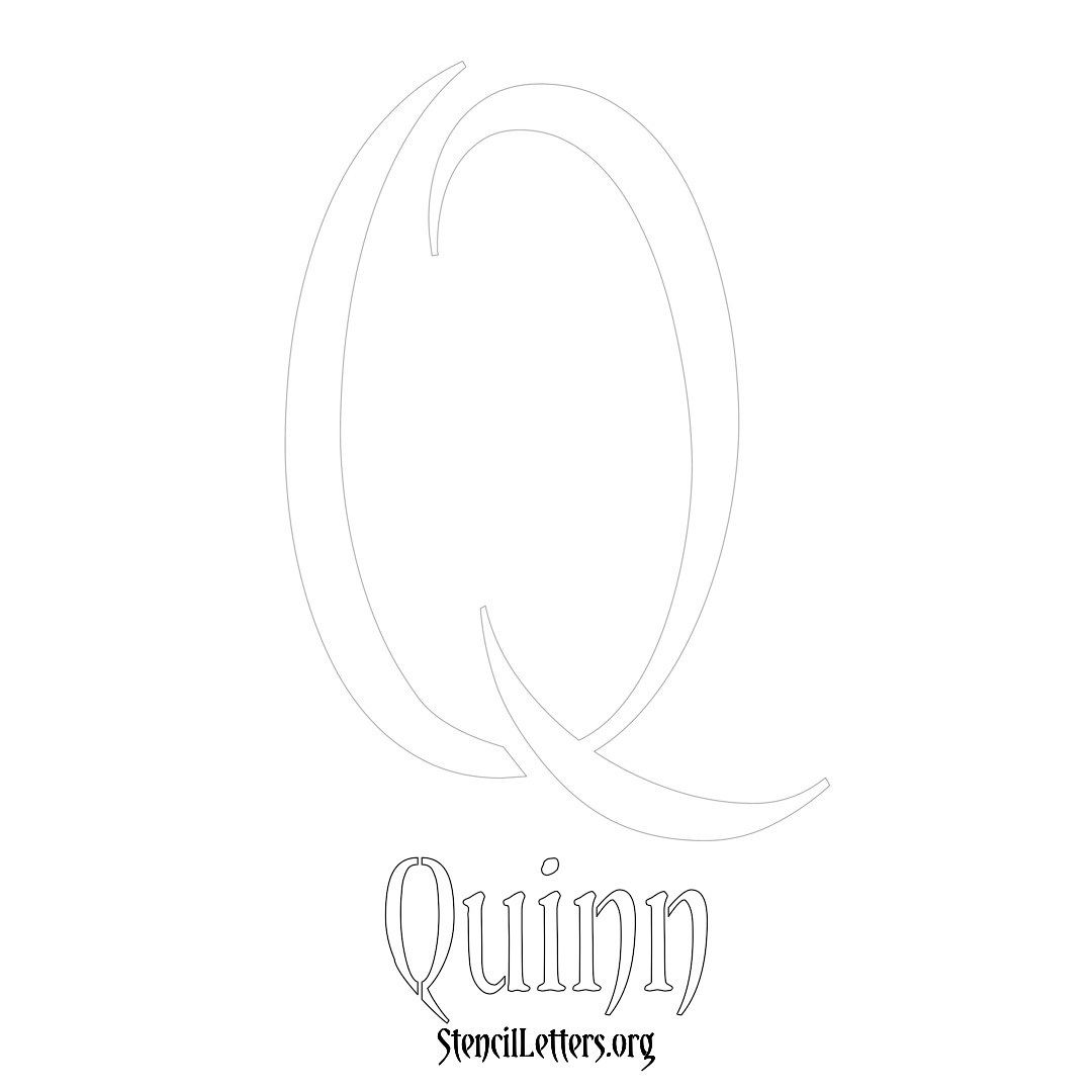 Quinn printable name initial stencil in Vintage Brush Lettering