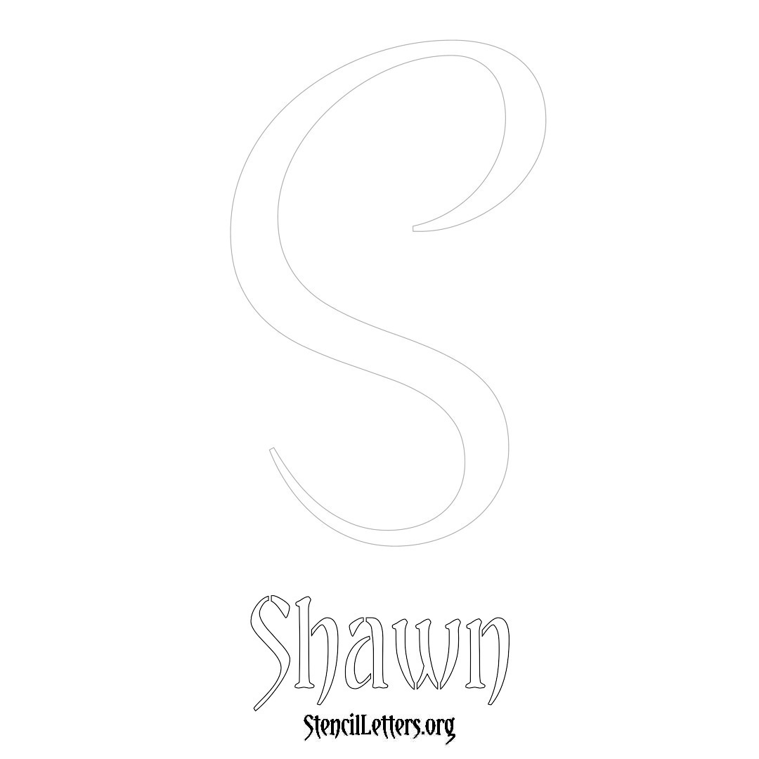 Shawn printable name initial stencil in Vintage Brush Lettering
