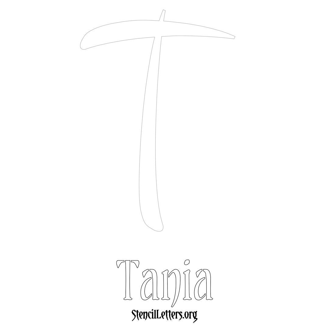 Tania printable name initial stencil in Vintage Brush Lettering