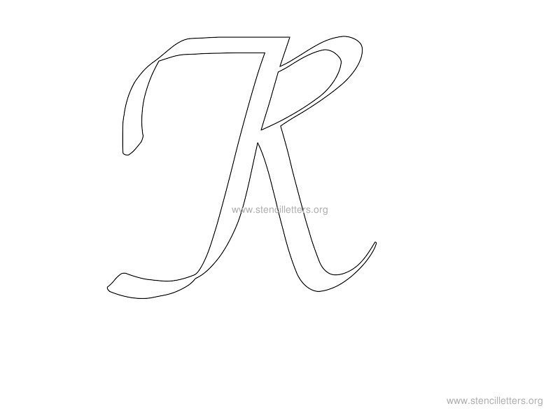 cursive wall stencil letter r