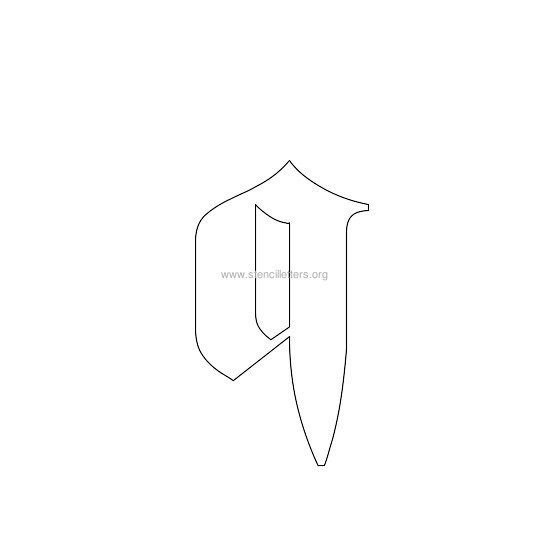 lowercase old-english wall stencil letter q